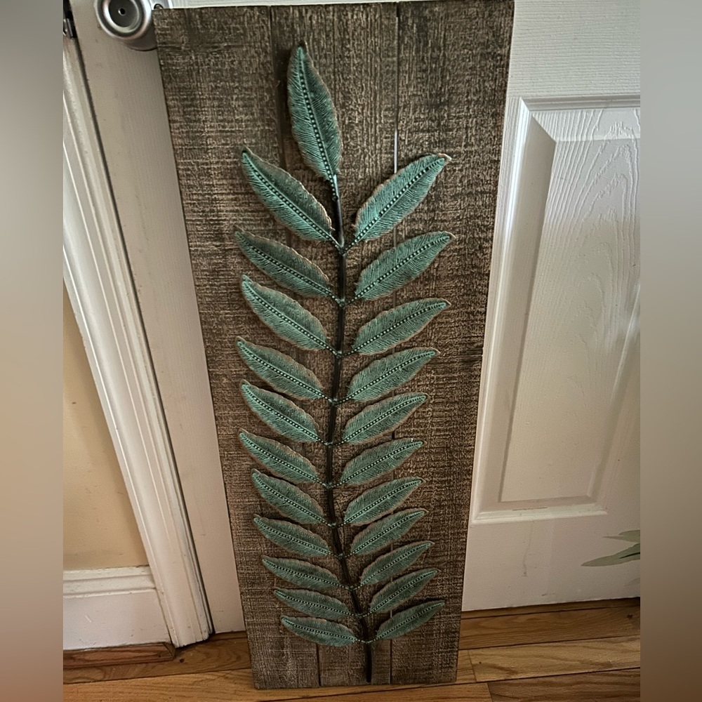 Metal wood plaque. Hanging wall art.